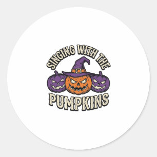 Pumpkin Carols Shirt Vintage Halloween Choir Pumpk Classic Round Sticker