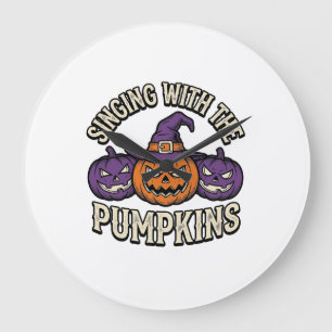 Pumpkin Carols Shirt Vintage Halloween Choir Pumpk Large Clock