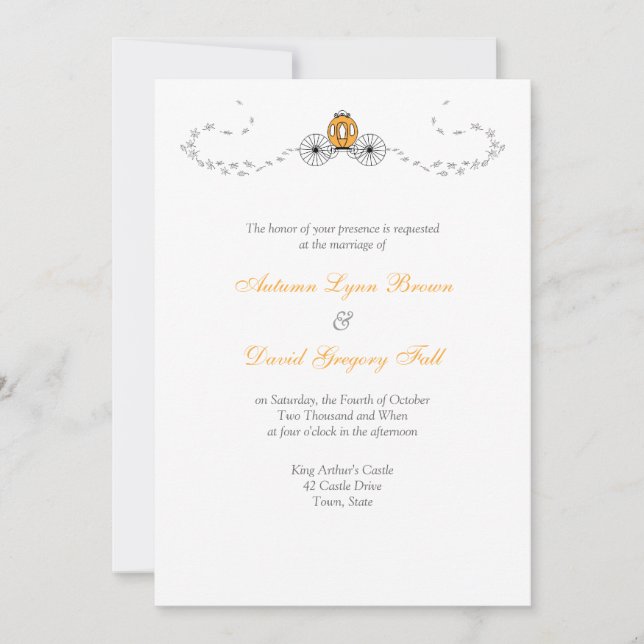 Pumpkin Carriage Fall Wedding Invitations (Front)