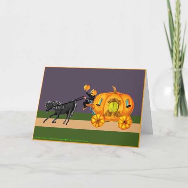 Pumpkin Carriage Sleepy Hollow Halloween Card (Front)