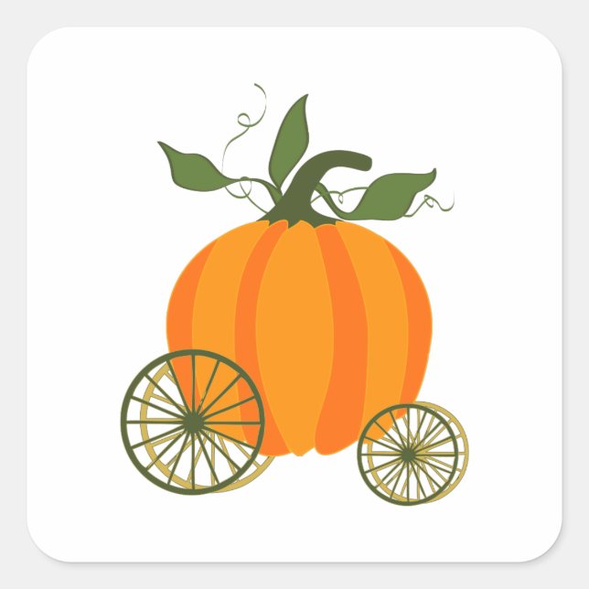 Pumpkin Carriage Square Sticker (Front)