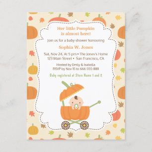 Pumpkin Carriage Stroller Baby Shower Invitations