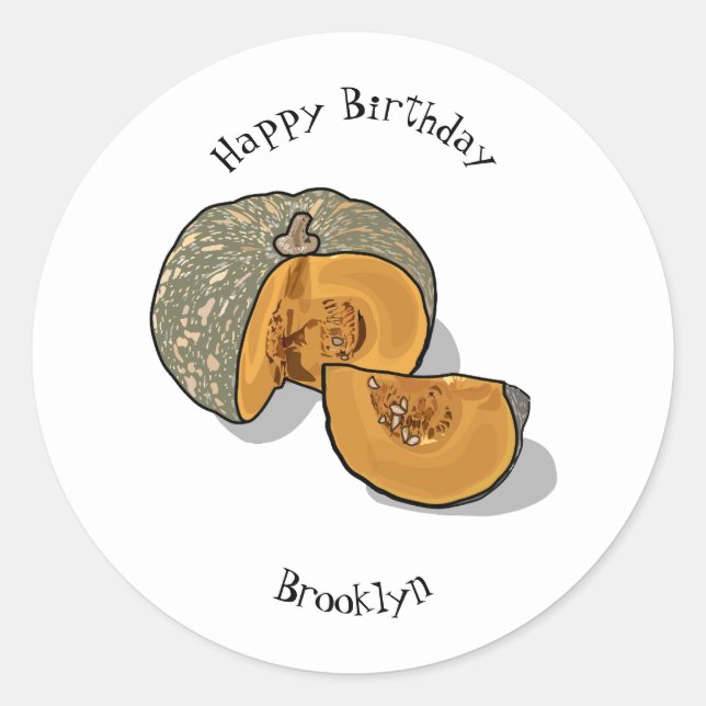 Pumpkin cartoon illustration classic round sticker (Front)