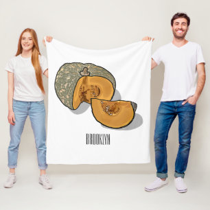 Pumpkin cartoon illustration fleece blanket