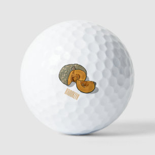 Pumpkin cartoon illustration golf balls