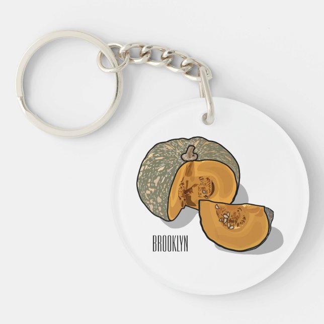 Pumpkin cartoon illustration  keychain (Front)