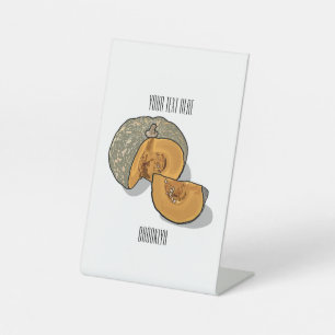 Pumpkin cartoon illustration pedestal sign
