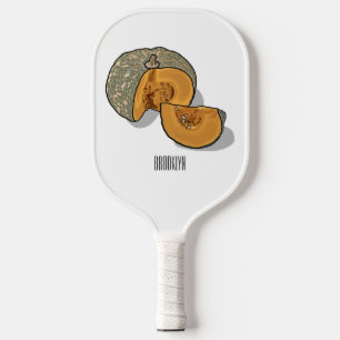 Pumpkin cartoon illustration  pickleball paddle