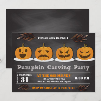 Pumpkin Carving Halloween Cute Spooktacular Party Invitation