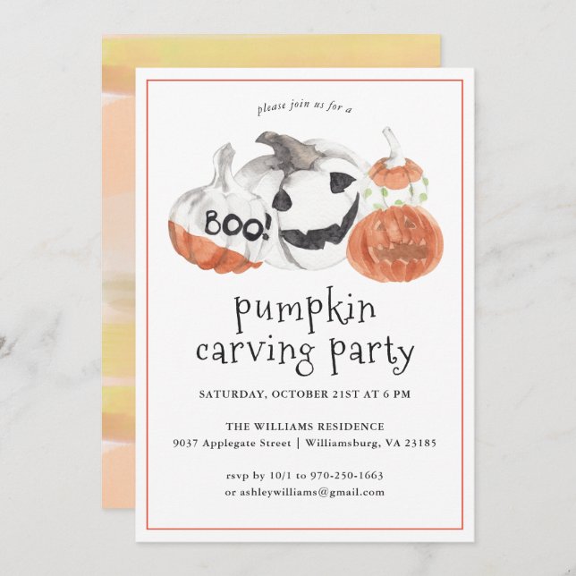 Pumpkin Carving | Halloween Party Invitation (Front/Back)