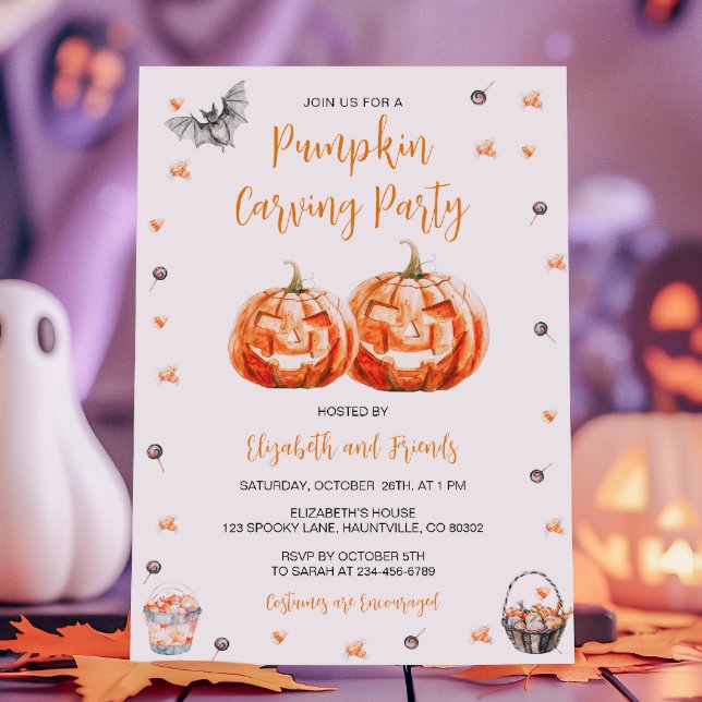 Pumpkin Carving Halloween Party Invitation (Creator Uploaded)