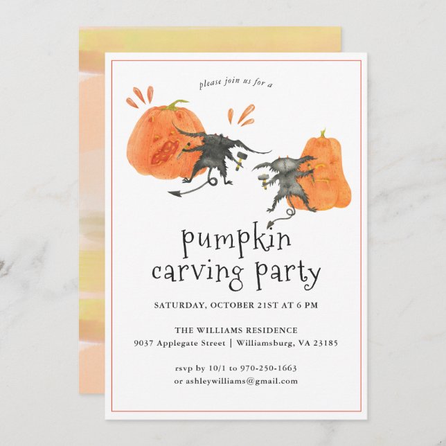 Pumpkin Carving | Halloween Party Invitation (Front/Back)