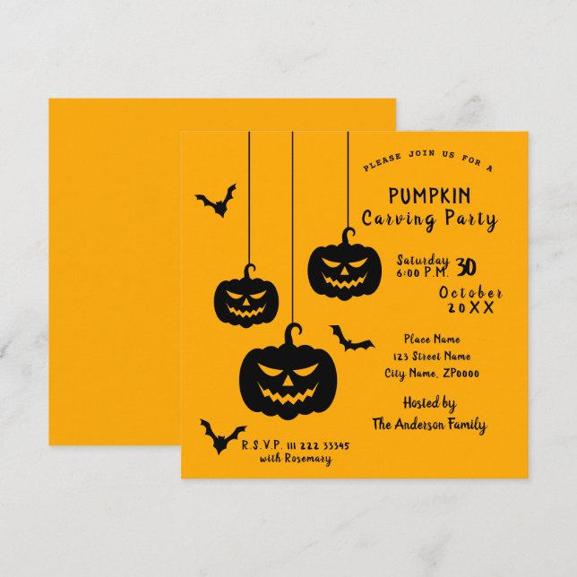 Pumpkin Carving Party Invitation (Front/Back)