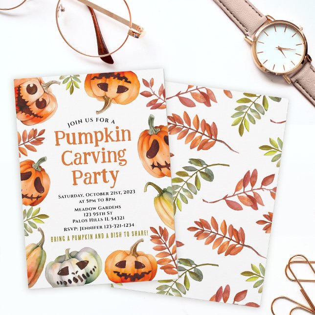 Pumpkin carving party invitation Halloween invite (Creator Uploaded)