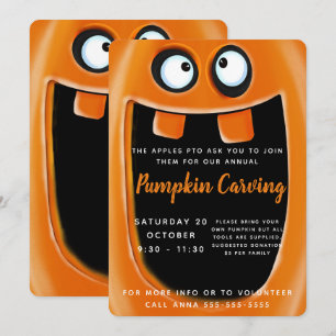 pumpkin carving school PTO PTA halloween party Invitation