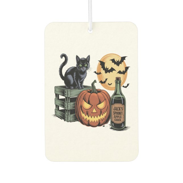 Pumpkin Cat Beer Halloween Air Freshener (Front)
