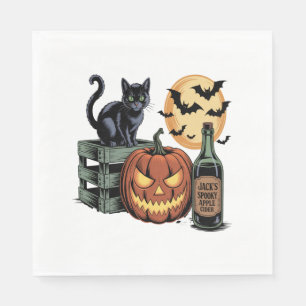 Pumpkin Cat Beer Halloween Napkin