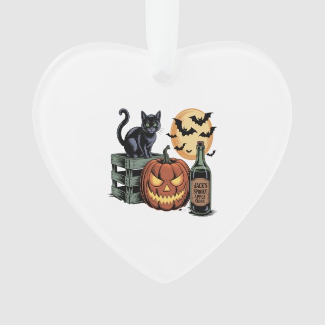 Pumpkin Cat Beer Halloween Ornament (Front)