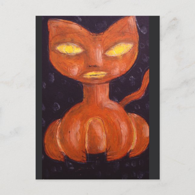 Pumpkin Cat Card from Denis Gaston Art (Front)