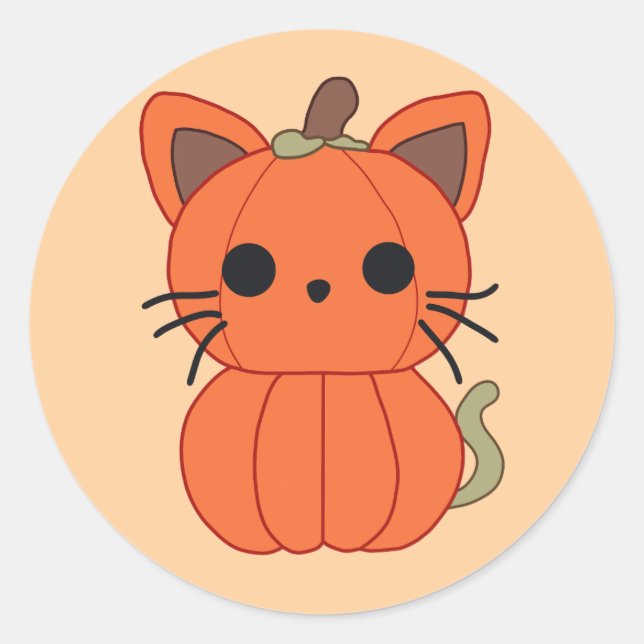 Pumpkin Cat Classic Round Sticker (Front)