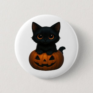 Pumpkin Cat – Cute Spooky Halloween Shirt for Cat  2 Inch Round Button