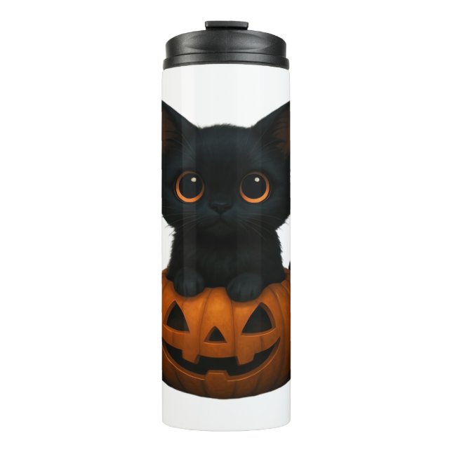 Pumpkin Cat – Cute Spooky Halloween Shirt for Cat  Thermal Tumbler (Front)