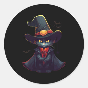 Pumpkin Cat Halloween Black Cat S Cat Witch Classic Round Sticker