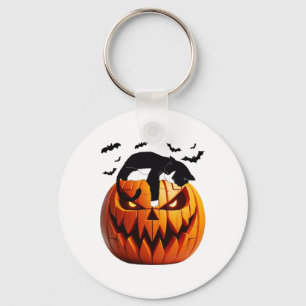 Pumpkin Cat Tuxedo Halloween Bring Excitement For Keychain