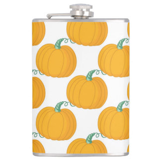 Pumpkin Charm: Vintage Hand-Drawn Pattern. Hip Flask