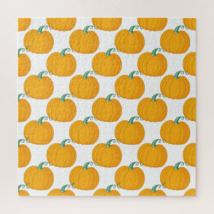 Pumpkin Charm: Vintage Hand-Drawn Pattern. Jigsaw Puzzle