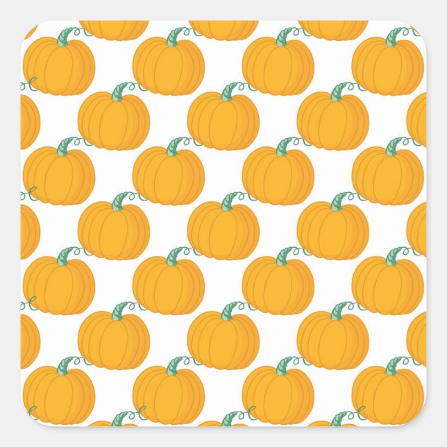 Pumpkin Charm: Vintage Hand-Drawn Pattern. Square Sticker (Front)