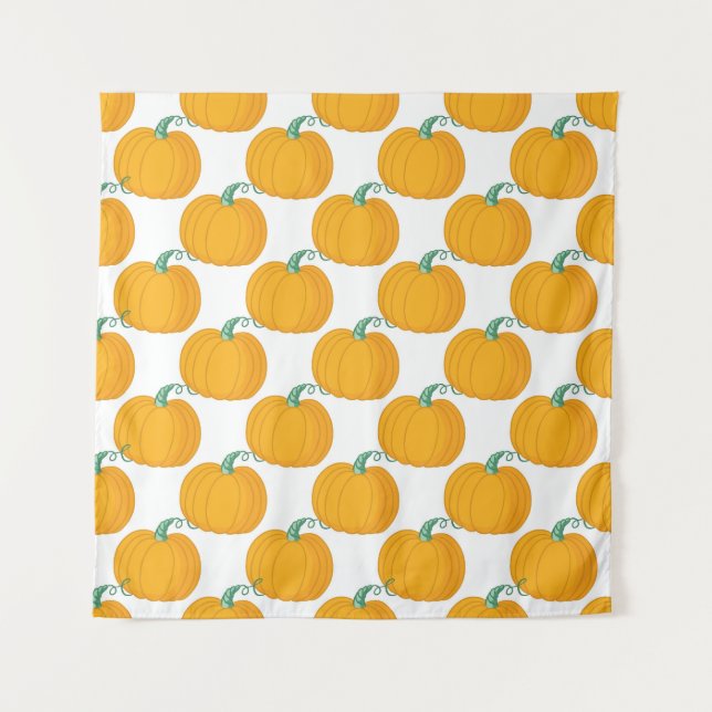 Pumpkin Charm: Vintage Hand-Drawn Pattern. Tapestry (Front)