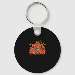 Pumpkin Chartreux Cat Halloween Kitten Jack O Lant Keychain