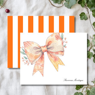 Pumpkin Chic Big Bow Floral Thank You Note Card