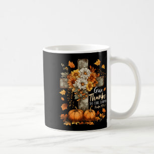 Pumpkin Christian Give Thanks To The Lord Floral F Coffee Mug