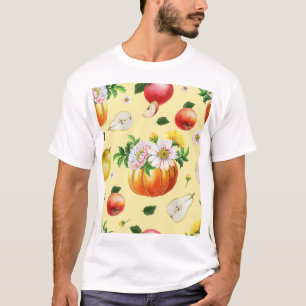 Pumpkin, chrysanthemum: autumn fruit illustration. T-Shirt