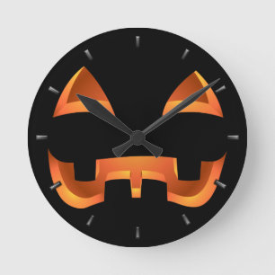 Pumpkin Clock Halloween Jack-O-Lantern Wall Clock