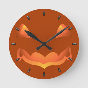 Pumpkin Clock Halloween Jack-O-Lantern Wall Clock