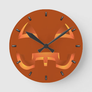 Pumpkin Clock Halloween Jack-O-Lantern Wall Clock
