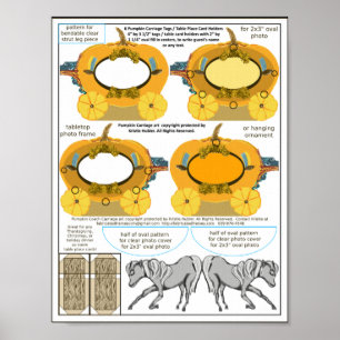 Pumpkin Coach Thankful Wedding Table Card Frame Poster