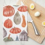 Pumpkin Collection Watercolor  Kitchen Towel<br><div class="desc">Realistic painted watercolor colourful  pumpkins pattern</div>
