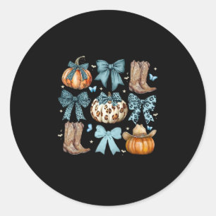 Pumpkin Coquette Bow Cowboy Western Thanksgiving A Classic Round Sticker