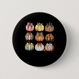 Pumpkin Coquette Bow Season Thanksgiving Autumn Fa 2 Inch Round Button