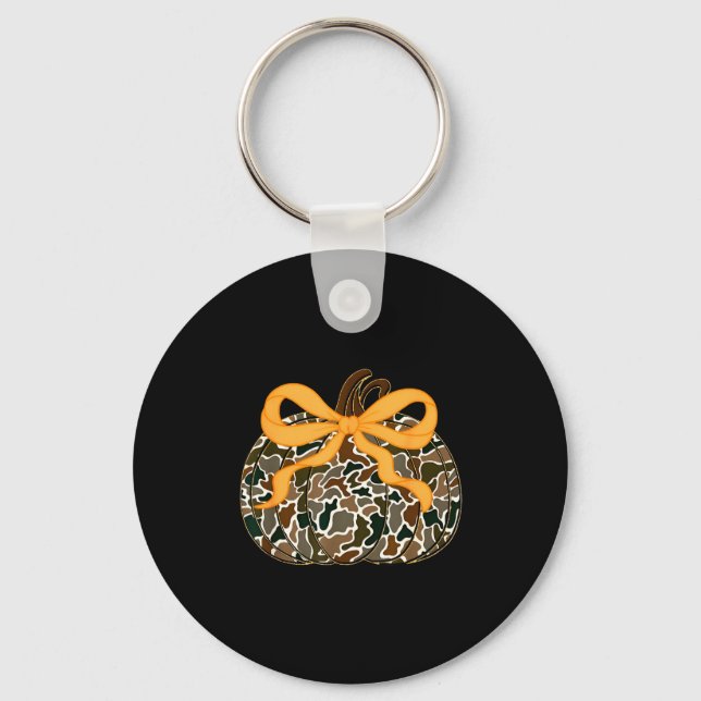Pumpkin Coquette Bow Thanksgiving Autumn Fall Leav Keychain (Front)