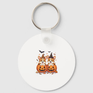 Pumpkin Corgi Party Keychain