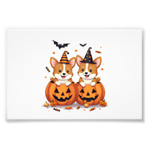 Pumpkin Corgi Party Photo Print