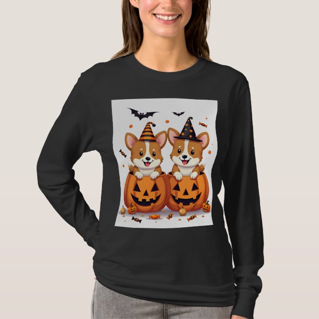 Pumpkin Corgi Party T-Shirt (Front)