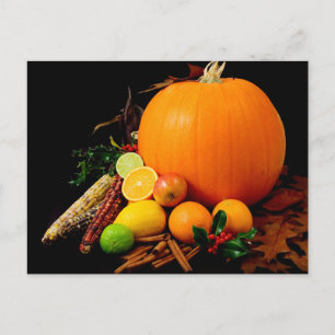 PUMPKIN CORN & FRUIT POSTCARD