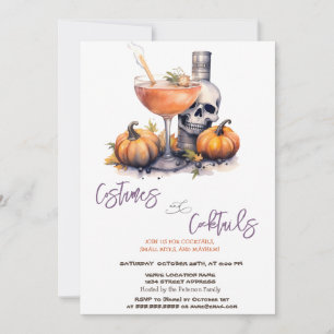 Pumpkin Costumes & Cocktail Halloween Invitation