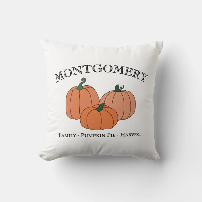 Pumpkin Country Logo Style Family or Company Name Throw Pillow (Front)